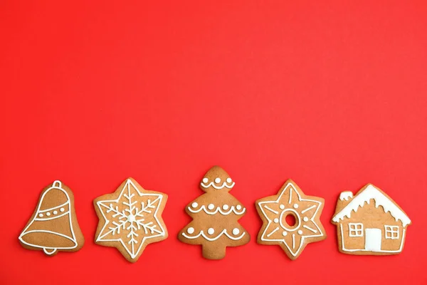Chutné Domácí Vánoční Cukroví Barvu Pozadí — Stock fotografie