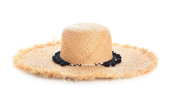 Chapeau Été Sur Fond Blanc Accessoire Élégant — Photo