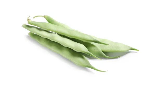 Pile Fresh Green Beans White Background — Stock Photo, Image
