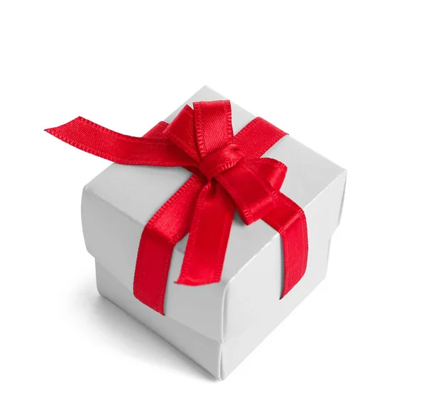 Beautifully Wrapped Gift Box White Background — Stock Photo, Image