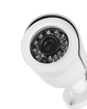 Modern güvenlik Cctv kamera beyaz arka plan üzerinde