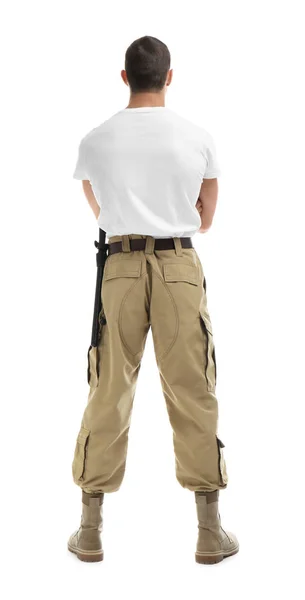 Manliga Säkerhetsvakt Uniform Vit Bakgrund — Stockfoto