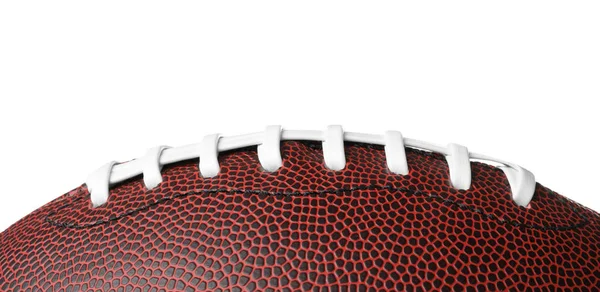 Кожаный Американский Футбольный Мяч Белом Фоне Крупный План — стоковое фото