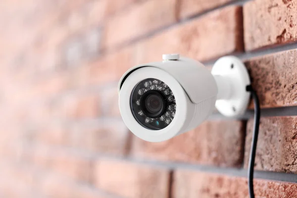 Moderna Telecamera Sicurezza Cctv Sul Muro Mattoni — Foto Stock