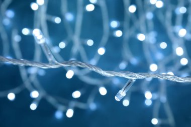 Renk arka plan, closeup güzel Noel ışıkları