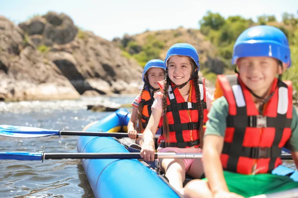 Little Children Kayaking River Summer Camp — Stock Photo, Image
