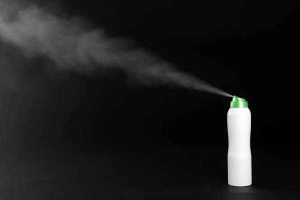 Spraying Deodorant Black Background — Stock Photo, Image