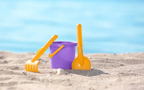 Детские Игрушки Песке Моря Пляжный Объект — стоковое фото