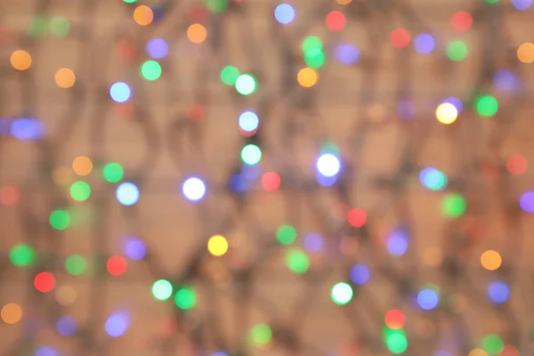 Verschwommene Ansicht Glühender Weihnachtslichter Als Hintergrund — Stockfoto