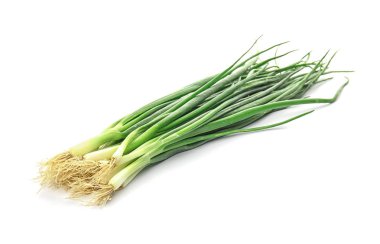 Fresh green onion on white background clipart