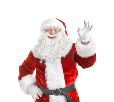 Beyaz arka plan üzerinde otantik Noel Baba portresi