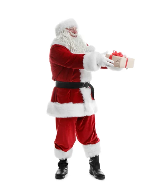 Authentic Santa Claus Gift Box White Background — Stock Photo, Image