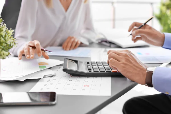 Tax Accountants Working Documents Table — Stock Photo, Image