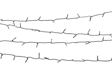 Beyaz arka planda Noel ışıkları, üst manzara