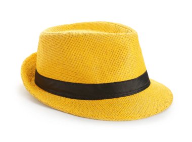 Beyaz zemin üzerine yaz şapka. Şık aksesuar