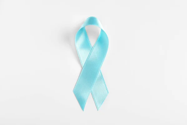 Cinta Azul Sobre Fondo Blanco Vista Superior Conciencia Del Cáncer —  Fotos de Stock