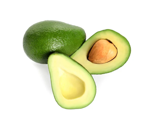 Rijp Verse Avocado Witte Achtergrond — Stockfoto