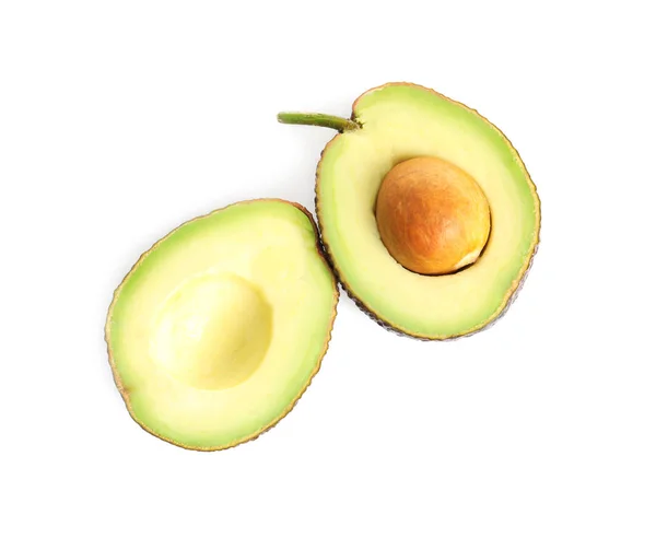 Rijpe Schijfjes Avocado Witte Achtergrond — Stockfoto