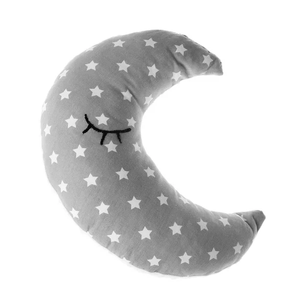 Almohada Decorativa Forma Luna Sobre Fondo Blanco — Foto de Stock