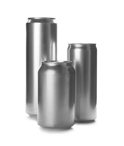 Tin Cans Beverages White Background — Stock Photo, Image