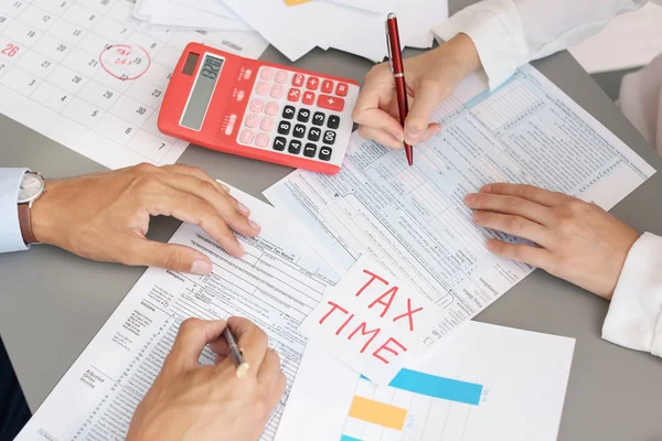 Tax Accountants Working Documents Table — Stock Photo, Image