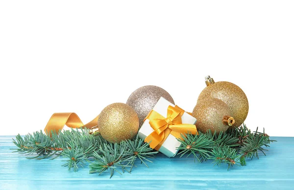 Belle Composition Noël Avec Décor Festif Boîte Cadeau Sur Table — Photo