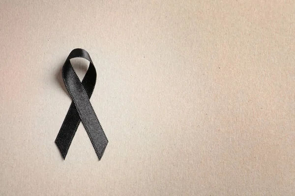 Black Ribbon Light Background Top View Cancer Awareness — Stock Photo, Image