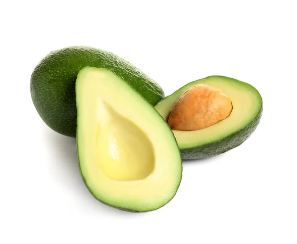 Rijp Verse Avocado Witte Achtergrond — Stockfoto