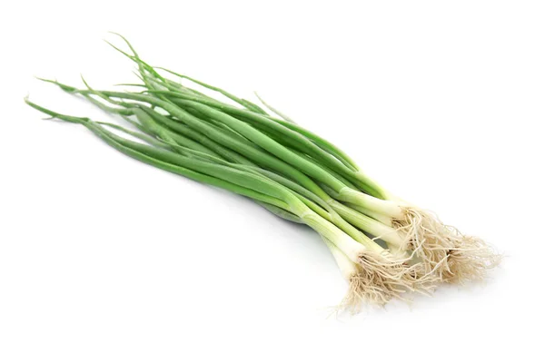 Cebolla Verde Fresca Sobre Fondo Blanco —  Fotos de Stock