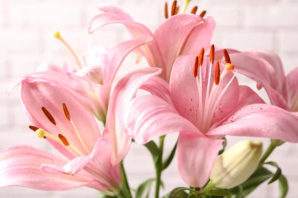 Beautiful Blooming Lily Flowers Closeup View Stock Picture