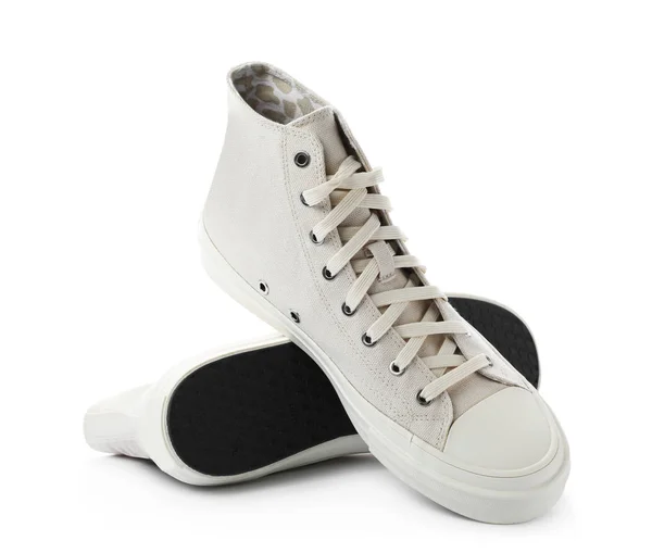 Coppia Eleganti Sneakers Sfondo Bianco — Foto Stock