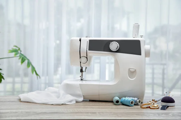 Sewing Machine Table Window Indoors — Stock Photo, Image