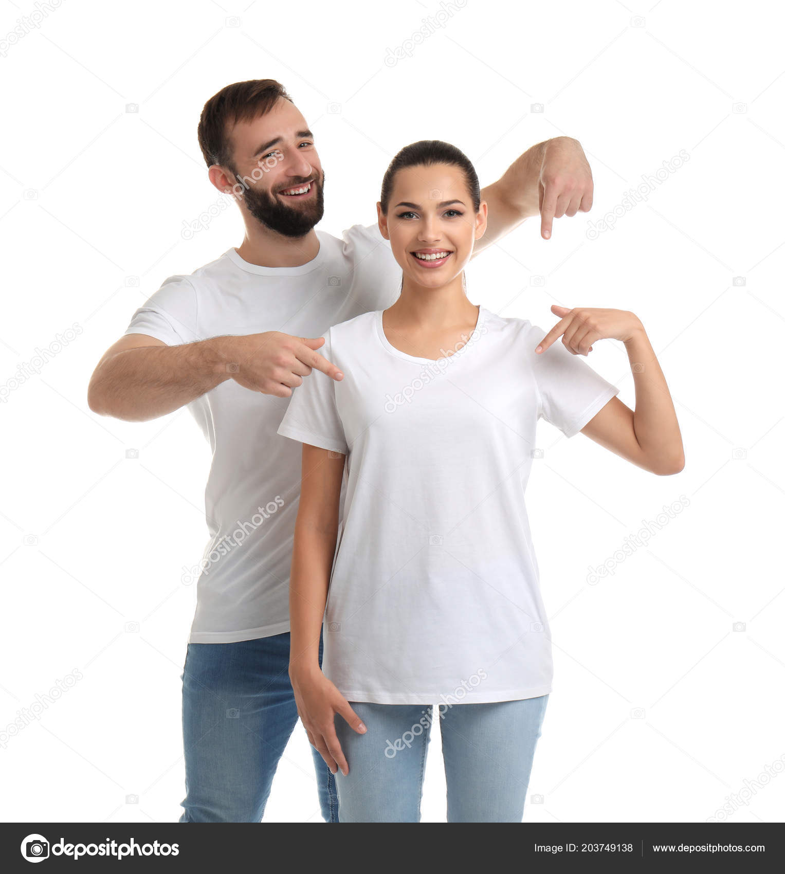 Download Young Couple Shirts White Background Mockup Design Stock Photo Image By C Newafrica 203749138