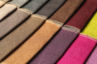 İç tasarım arka plan olarak için farklı renk kumaş örnekleri