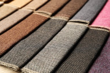 İç tasarım arka plan olarak için farklı renk kumaş örnekleri