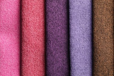İç tasarım arka plan olarak için farklı renk kumaş örnekleri