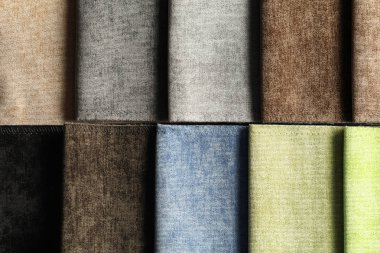 İç tasarım arka plan olarak için farklı renk kumaş örnekleri