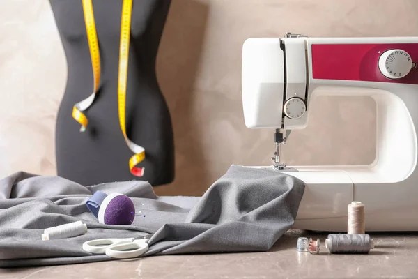 Machine Coudre Tissu Accessoires Pour Couture Sur Table — Photo