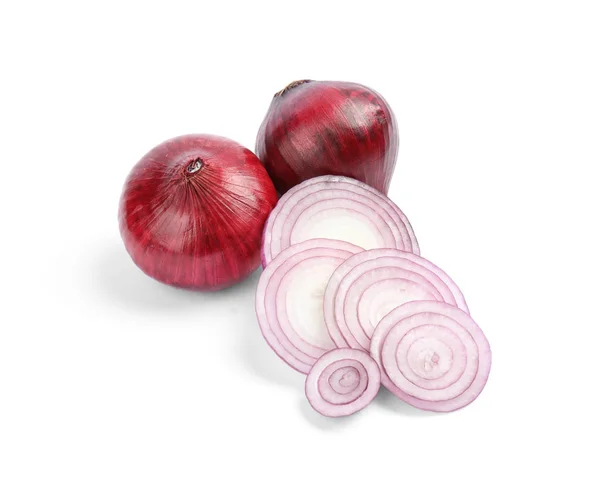 Ripe Red Onions White Background — Stock Photo, Image