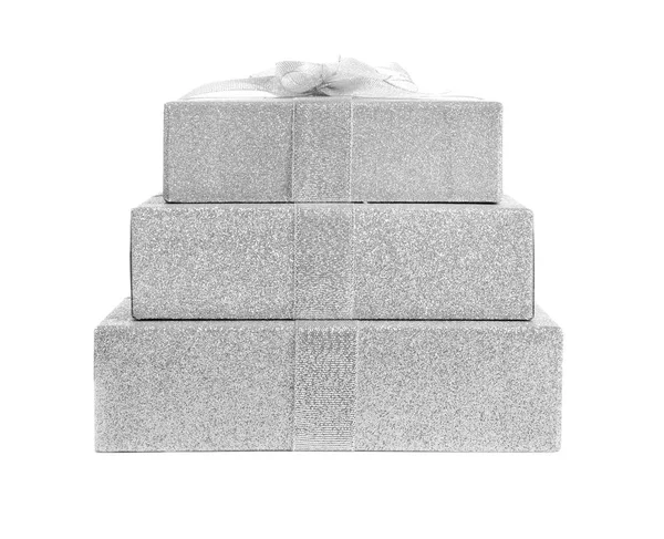 Красивые Коробки Подарков Белом Фоне — стоковое фото