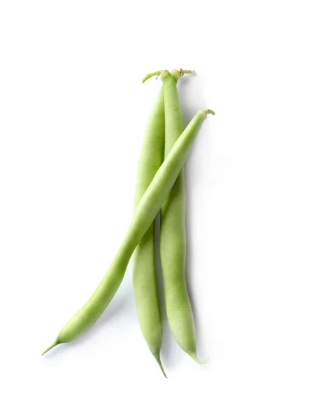 Haricots Verts Frais Sur Fond Blanc — Photo