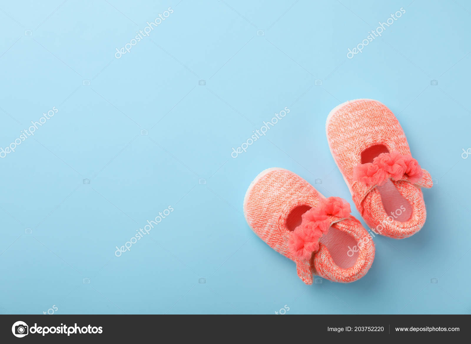 Pair Cute Baby Sandals Color Background Top View Stock Photo by ©NewAfrica  203752220