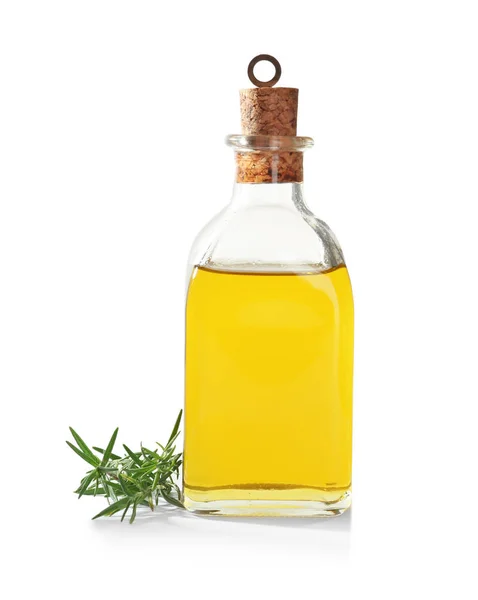 Bottle Rosemary Oil White Background — Stock Photo, Image
