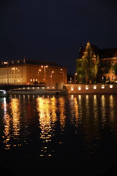 Beautiful View Illuminated City River Night — Stock Photo, Image