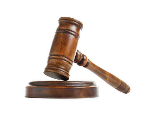 Wooden gavel on white background. Law concept
