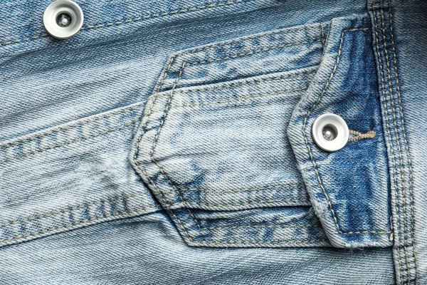 Closeup View Jean Jacket Pocket Background — Stock Photo, Image