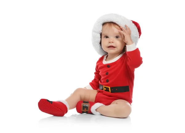 Мила Маленька Дитина Різдвяному Костюмі Білому Тлі — стокове фото