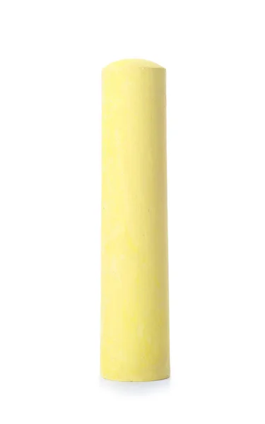 Желтый Кусок Мела Белом Фоне — стоковое фото
