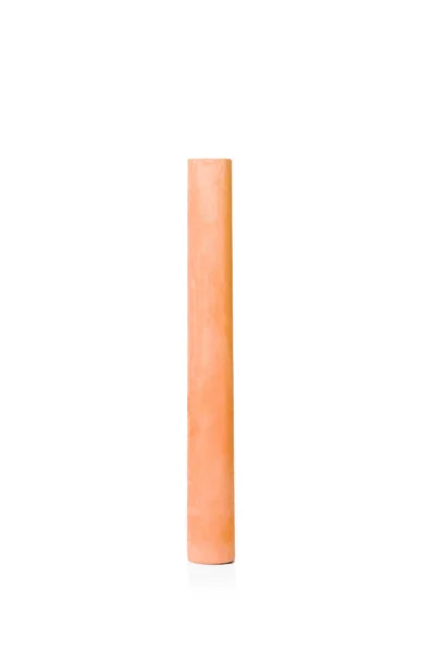 Narancssárga Darab Krétát Fehér Háttér — Stock Fotó