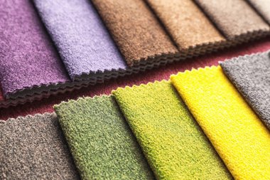 İç tasarım arka plan olarak için farklı renk kumaş örnekleri